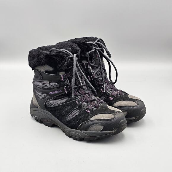 Merrel Women's Size 6.5 US VGC Damson Black Insulated Fleecd Winter Ankle Boots - Picture 1 of 8